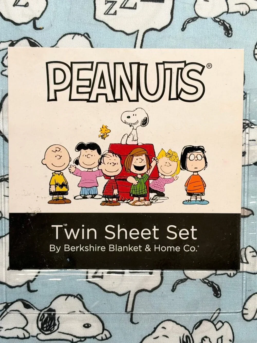 PEANUTS Sleeping Snoopy TWIN Size Lt Blue Sheet Set Sleeping zzzzzzz